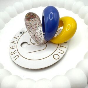 Urban Outfitters Colorful Resin Rings Set